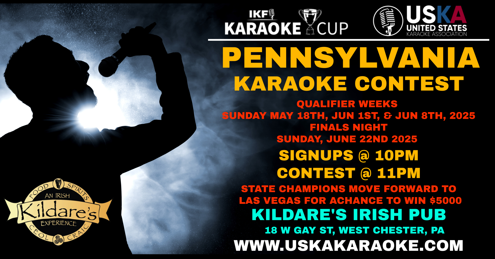 Sunday Karaoke Contest at Kildare's (WIN $5000 - West Chester, PA - Chester County, PA)